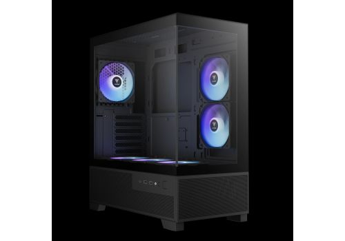 Gamdias Case mATX - AURA GC12 ARGB BK - 6 x 120 mm A-RGB, USB-C, Tempered Glass, image _ab__is.image_number.default