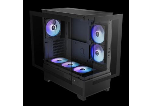 Gamdias Case mATX - AURA GC12 ARGB BK - 6 x 120 mm A-RGB, USB-C, Tempered Glass, image _ab__is.image_number.default