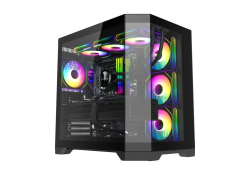 Gamemax Case ATX - HYPE-A Black - 4 x 120 mm Addressable RGB fans, image 