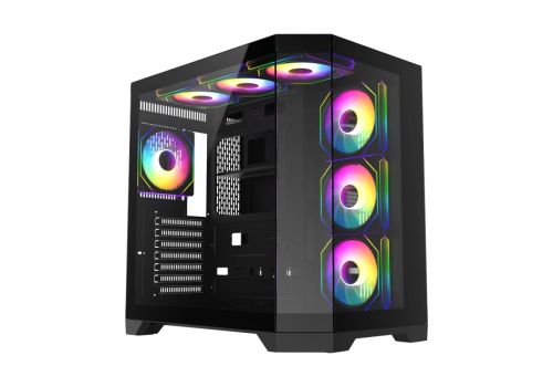 Gamemax Case ATX - HYPE-A Black - 4 x 120 mm Addressable RGB fans, image , 2 image