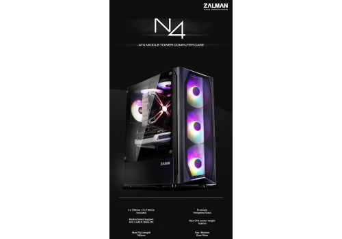 Zalman Case ATX - N4 - RGB, Tempered Glass, image _ab__is.image_number.default