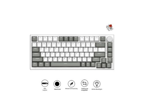 Ajazz Gaming Mechanical Keyboard AK820 - AS Red Switch [Linear] (English US), Gray White, White Light, image , 2 image