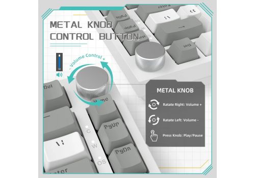 Ajazz Gaming Mechanical Keyboard AK820 - AS Red Switch [Linear] (English US), Gray White, White Light, image , 5 image