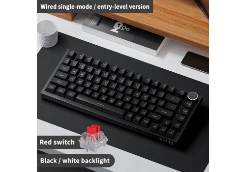 Ajazz Gaming Mechanical Keyboard AK820 - Red Switches [Linear] (English US), Black, White Backlight, image _ab__is.image_number.default
