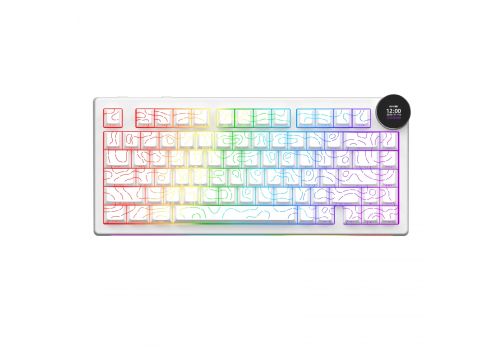 Ajazz Wireless Gaming Mechanical Keyboard AK820 V2 PRO - White peach Switch [Linear] (English US), White, image 
