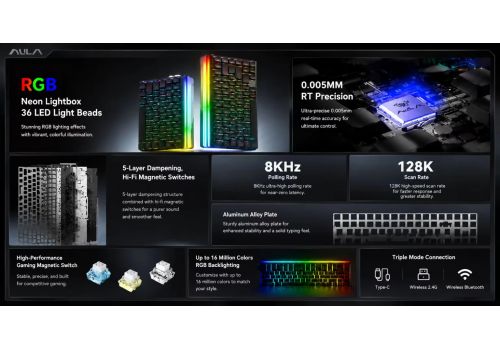 Aula Wireless Gaming Mechanical Keyboard HERO 75 HE - Stormrise Magnetic Switch [Linear] (English US), Black, image _ab__is.image_number.default