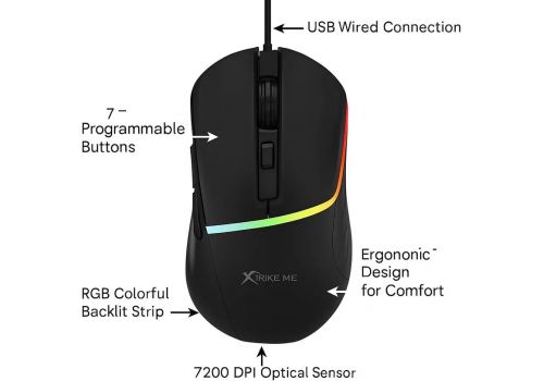 Xtrike ME Gaming Mouse GM-322 Black - 7200dpi, image _ab__is.image_number.default